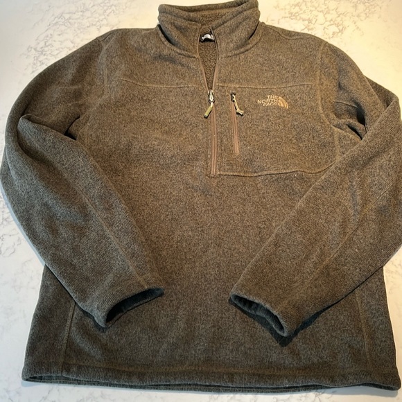 Greenish brown THE NORTH FACE Men's Fleece Half Zip Pullover Sweatshirt. Sz: M - Picture 4 of 8